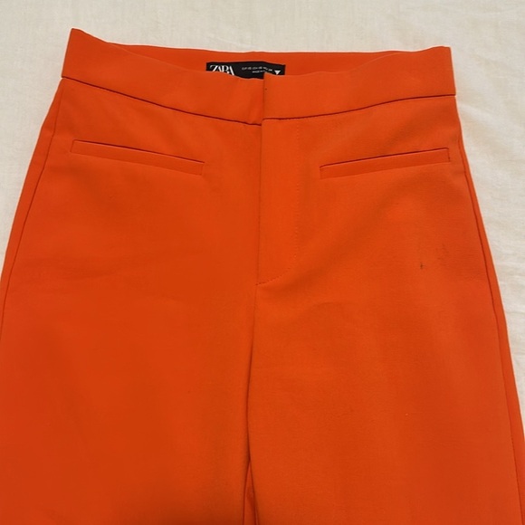 NWOT RARE Zara Bright Orange Straight Leg Pants Size XS - Picture 5 of 11